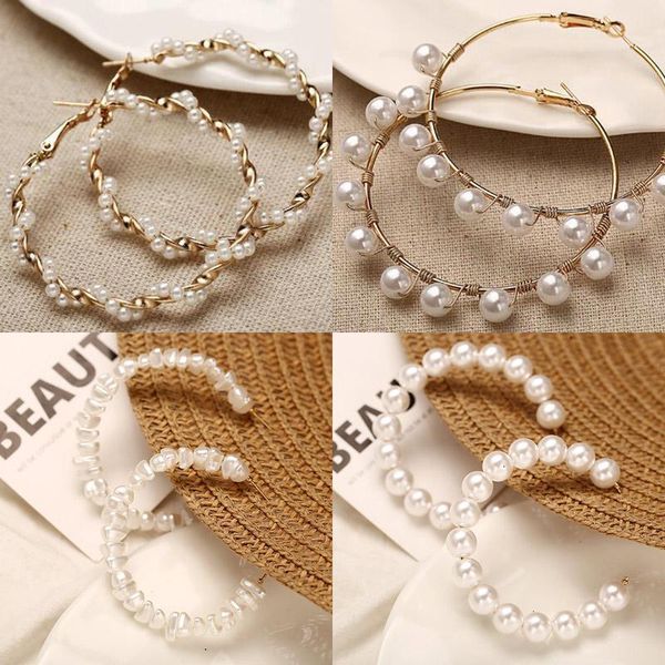 

dangle & chandelier yo oversize pearl big earrings for women girls unique circle earring 2021 brinco statement fashion jewelry, Silver