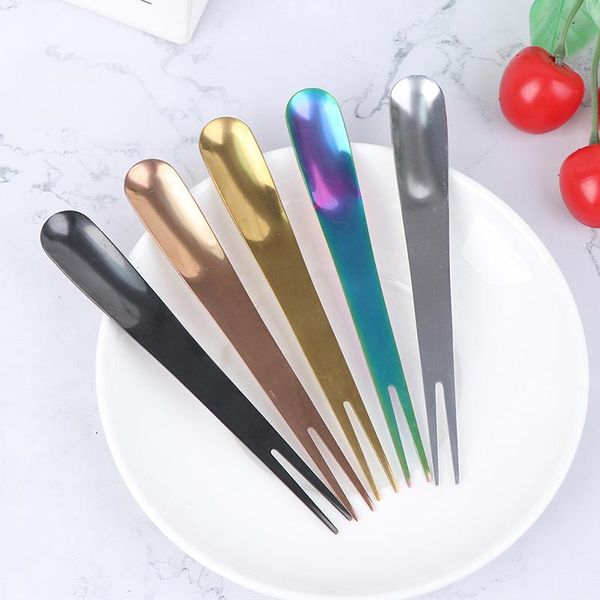 

forks dessert fork spoon fruit 2 in1 multifunctional stainless steel for kids picks kitchen accessories