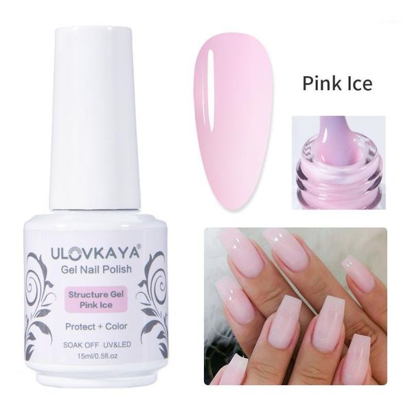 

15ml pink ice structure gel nail polish soak off manicure uv/led hybrid varnish long lasting rubber base1, Red;pink