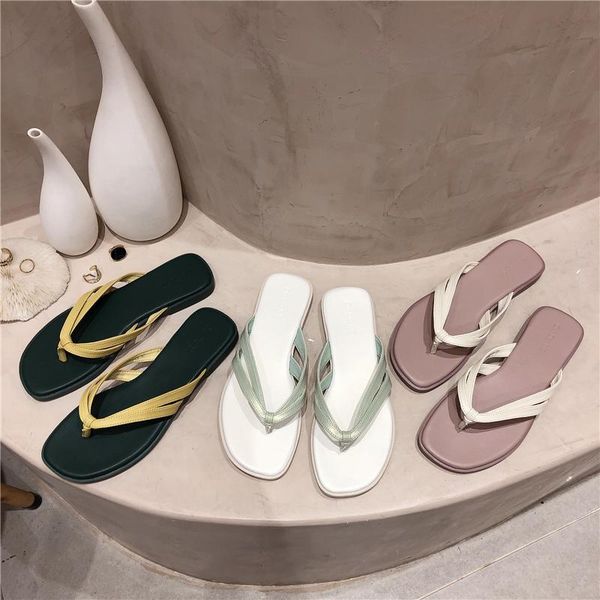 

slippers dxfan mixed colors chunky heel platform flip flops shoes women soft sole slip on 2021 summer beach sandals, Black