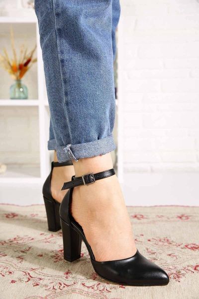 

sandals women's black skin heels1