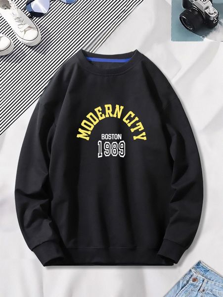 

men letter graphic pullover o1wj#, Black