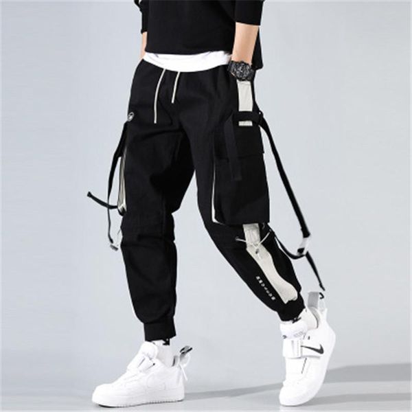 

men harem pants 2021 casual joggers harajuku hip hop fashion tactical male streetwear men's, Black