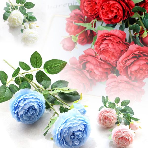 

decorative flowers & wreaths lifelike wedding decor gifts garden artificial flower 3 heads floral diy party arrangement indoor fake peonies