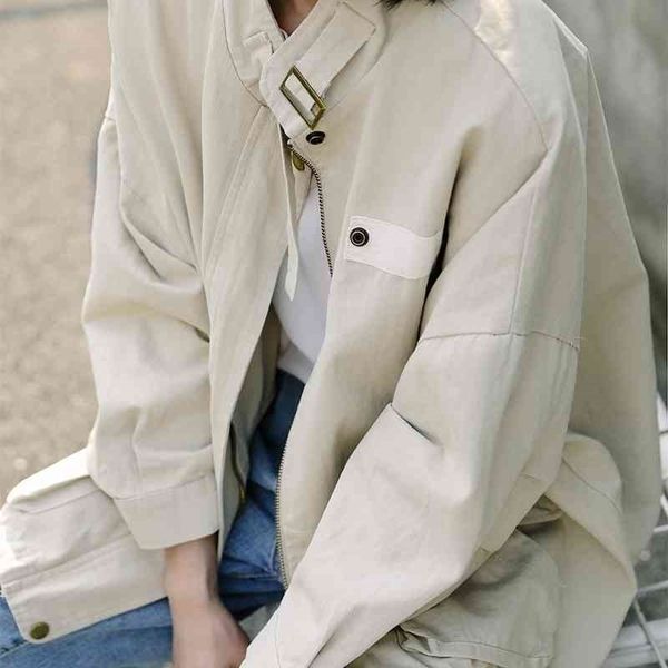 

2021 spring and autumn versatile harajuku fengsen department coat women's short ins super korean loose windbreaker work clothes, Black