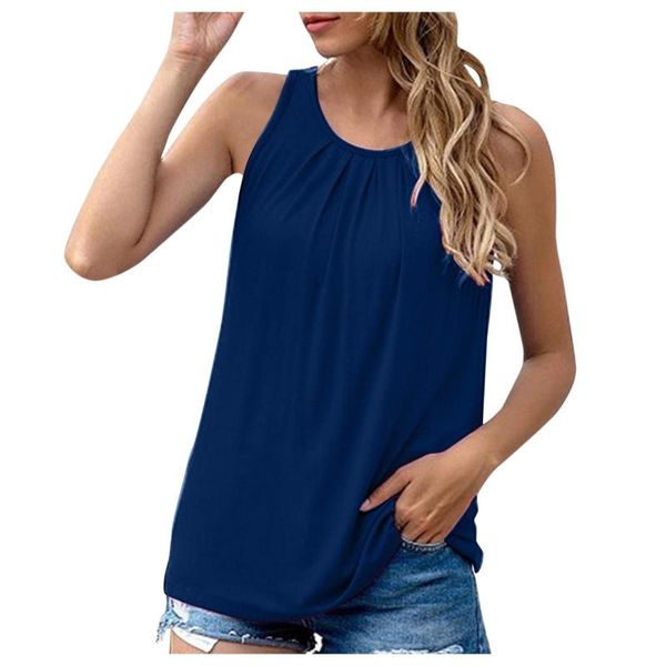 

women's blouses & shirts sleeveless casual solid o-neck cotton breathable vest elegant for women blusas mujer, White