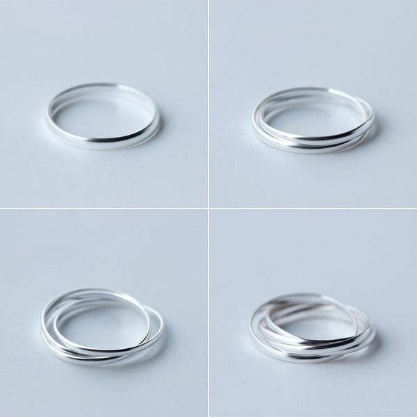 

cluster rings modian stackable multi-layer slim ring for women authentic sterling silver 925 fashion simple fine jewelry bijoux, Golden;silver
