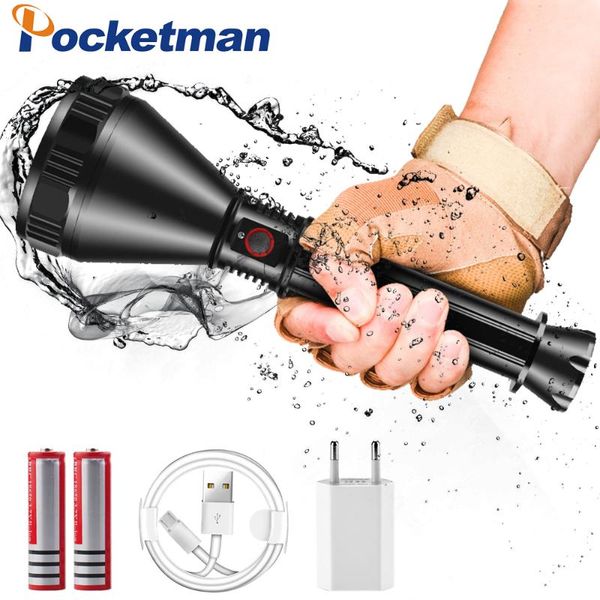 

lumens xhp70 most powerful led usb rechargeable torch flashlights camping, hunting use 18650 battery torches