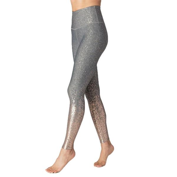 

women's leggings women bronzing printing pants european american sports high waist casual outdoor sport fitness, Black