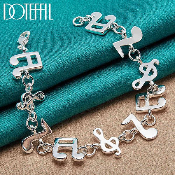 

doteffil 925 sterling silver music symbol chain bracelet for women wedding engagement party fashion jewelry, Golden;silver
