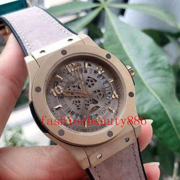 

luxury mens automatic mechanical quartz hollow watch multifunction hollows fashion waterproof luminous men sports watches delicate, Slivery;brown