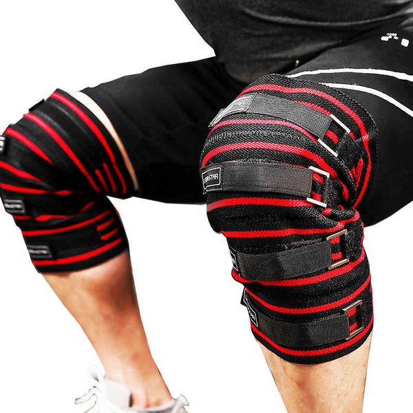 Регулируемая тяжелая атлетика коленного рукава приседания поддержки сжатия Pads Brace Fitness Kneepad Wraps Bandage Guard Reads (1 пара) Q0913