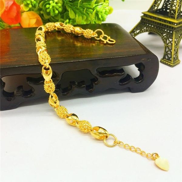 

link, chain fashion gold color bracelet women's wedding engagement delicate charms not fade yellow jewelry birthday gift, Black