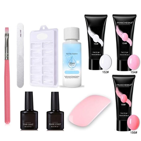 

nail art equipment 1set 15ml extension builder gel kit led uv lamp enhancer manicure, Silver