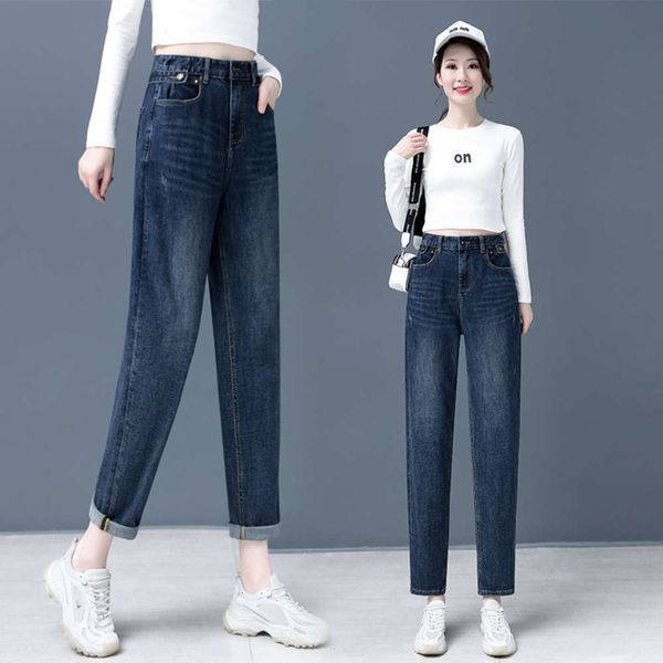 

women's spring and autumn pants barrel radish pants autumn high waist, Blue