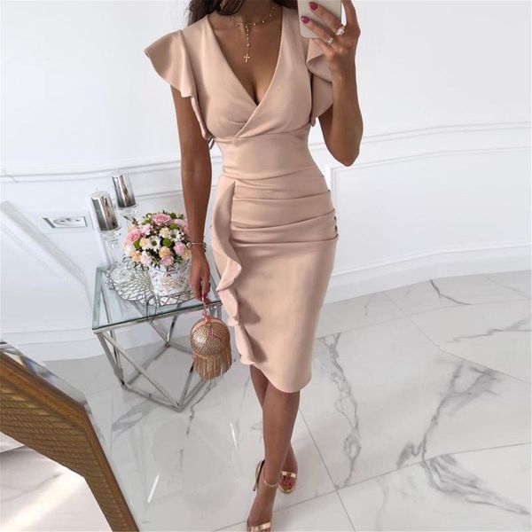 

casual dresses 2021 elegant deep v-neck women party dress fashion butterfly sleeve patchwork femme ball ladies bodycon vestido, Black;gray