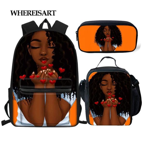 

school bags whereisart 3pcs shoolbag set for childern kawaii african girl pattern girls breathable primaris orthopedic backpack kids