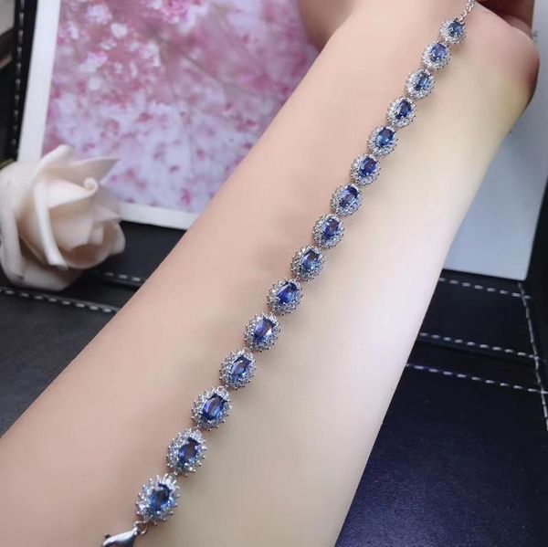 

other bracelets kjjeaxcmy fine jewelry 925 sterling silver inlaid sapphire women hand bracelet vintage support detection, Golden;silver