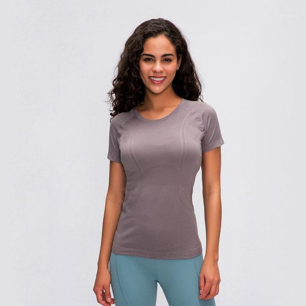 

yoga outfit ocean short sleeve women soft sports shirt stretchy workout womens fitness seamless gym