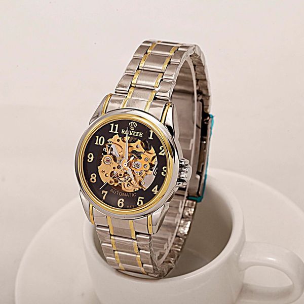 

origin luminous business stainless steel automatic mechanical watch new fashion sports antique men's watch, Slivery;brown