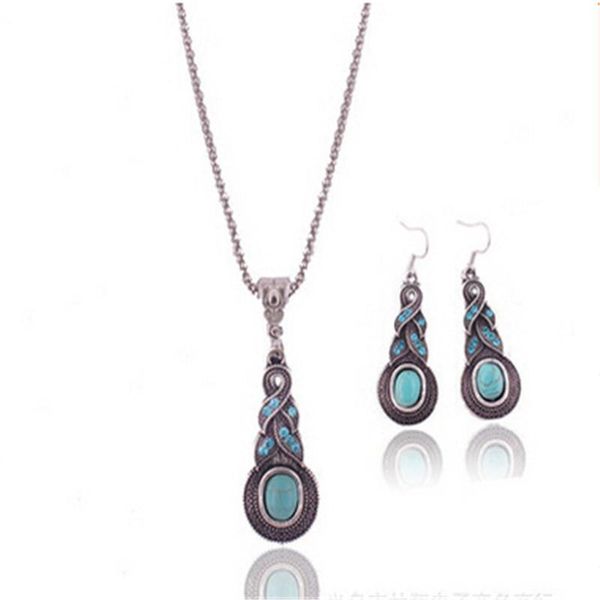 

earrings & necklace 2021 trendy vintage fashion jewelry sets for women set turkish african, Silver