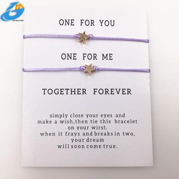 

charm bracelets dgw simple star string bracelet adjustable braiding lucky rope for lovers family sisters girlfriends handmade jewelry, Golden;silver