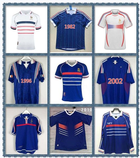 

long sleeve 1984 1998 soccer jerseys world cup retro blanc guivarch henry zidane football jersey djorkaeff trezeguet deschamps maillot de fo, Black;yellow