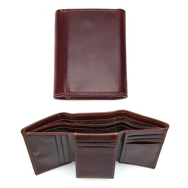 

men's wallet blocking anti theft three fold business card holder man purse genuine leather wallets for men, Red;black