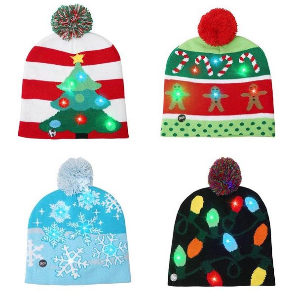 

christmas decorations fashion led glowing hat colorful plush knitted tree snow decoration gift