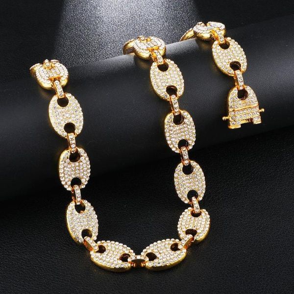 

iced out chain miami cuban link choker hip hop jewelry gold for men necklace corrente chains, Silver