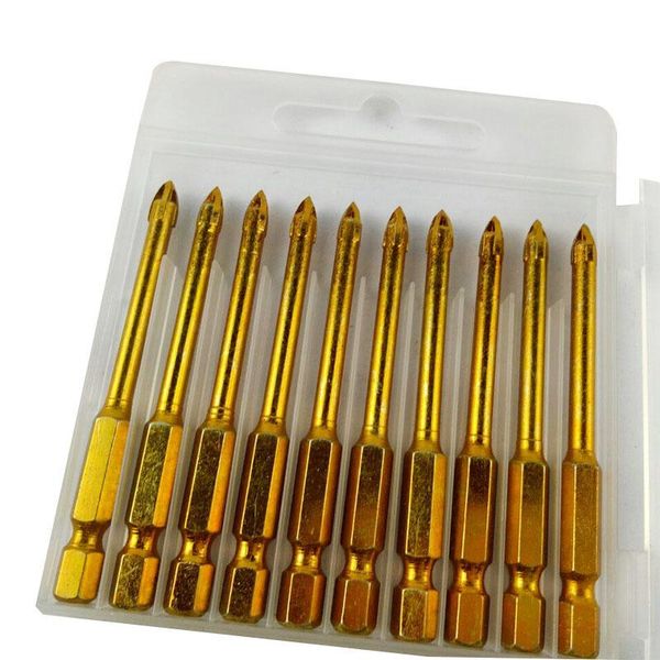 

professional drill bits 10/5 pieces hex shanks spears point head glass tiles marble porcelain ceramic hole saw drilling process