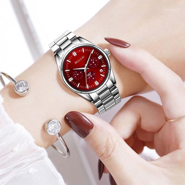 

fashion women's women luxury watch quartz calendar watchwatches ladies clock waterproof montre femme wristwatches, Slivery;brown
