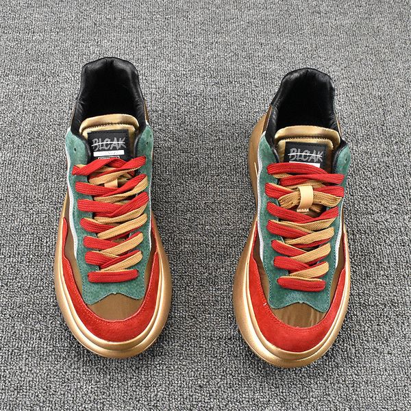 

brand designer men business wedding shoes popular spring autumn round toe breathable zapatos lightweight comfortable thick bottom male sneak, Black