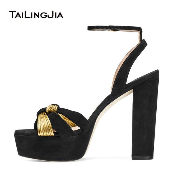 

dress shoes 2021 chunky heel platform sandals for women block ankle strap high heels black knotted strappy ladies nude platforms