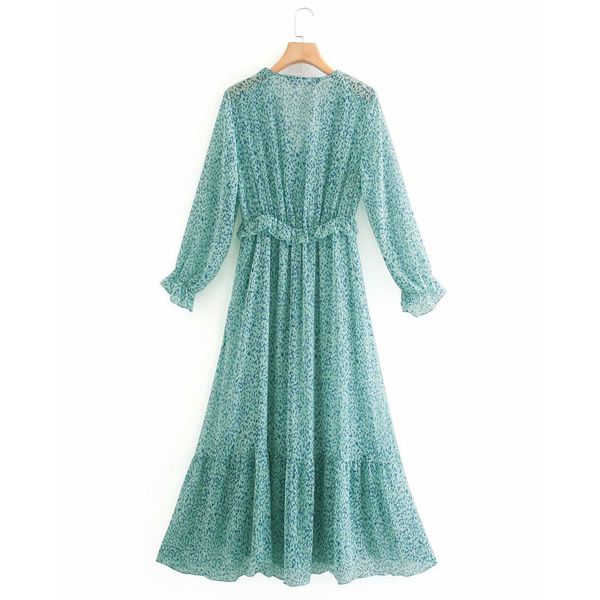 

skirts retro v-neck long-sleeved laminated casual vacation chicwomen's fashion sweet long fairy feminine dress, Black