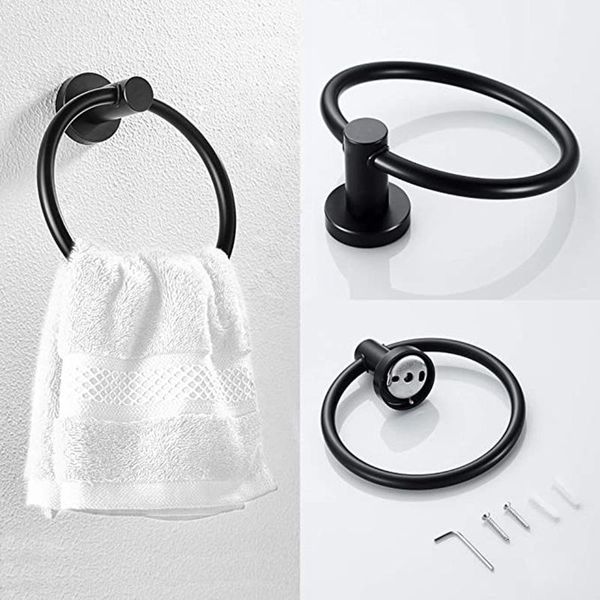 

towel racks 2pcs bathroom hardware black ring and toilet paper holder stainless steel hand