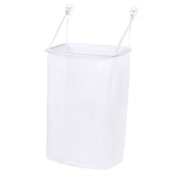 

no punching wall-mounted basket household simple laundry foldinbasket paste portable foldable storage white bags