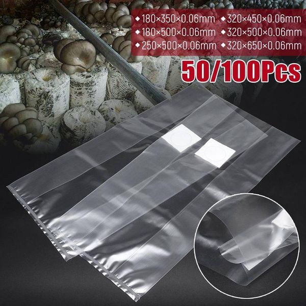 

planters & pots 50/100pcs pvc mushroom spawn grow bags substrate high temp pre sealable garden supplies mushrooms growing planting