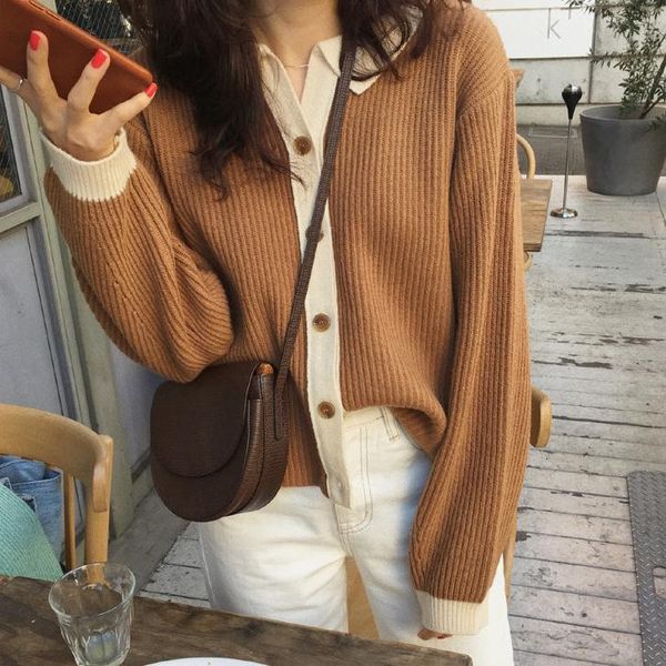 

women's sweaters women cardigan sweater korean patchwork, White;black
