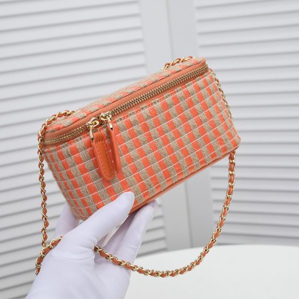 

luxury straw chain make-up bag women's fashion personalized travel outdoor crossstraddle shoulder bag