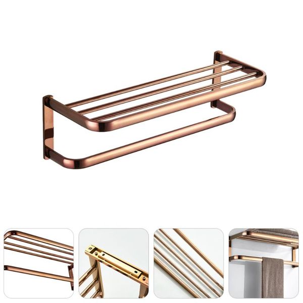 

bath accessory set 58cm brass bathroom towel rack bar shelf (rose gold)