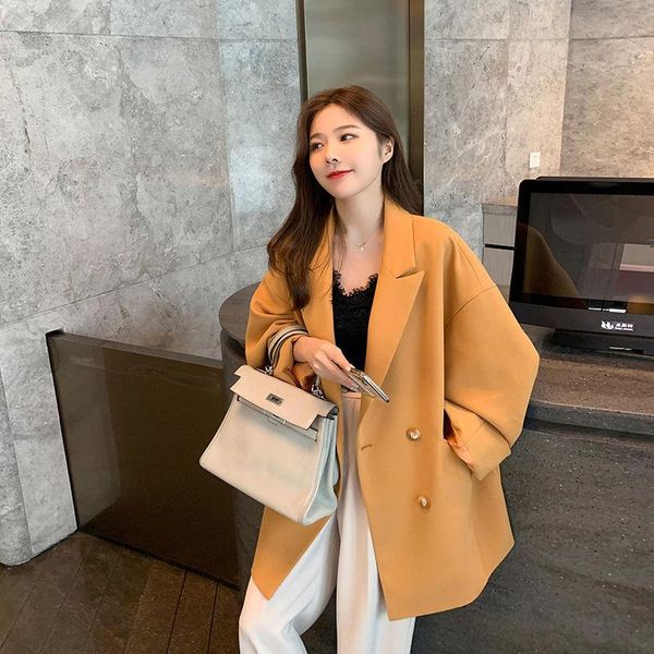 

women's suits & blazers medium and long suit 2021 spring dress retro small man high-grade feeling coat, White;black