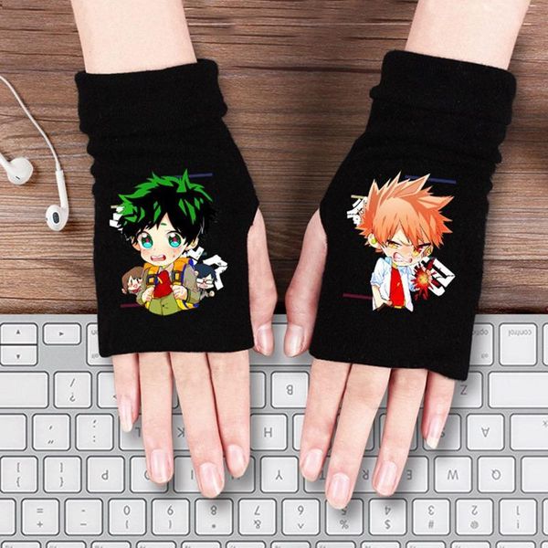 

party masks anime my hero academia finger cotton knitting wrist gloves half-finger mitten lovers accessories cosplay plush adorable