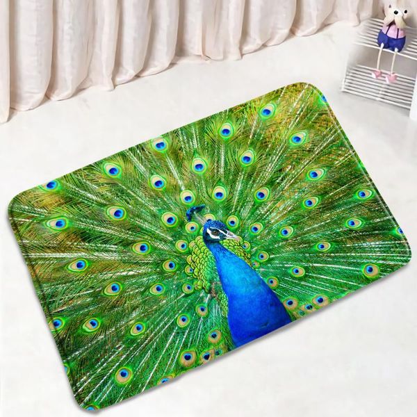 

bath mats chinese style animal bathroom mat elegant peacocks pattern non-slip bedroom rug door home decor kitchen doorway carpet