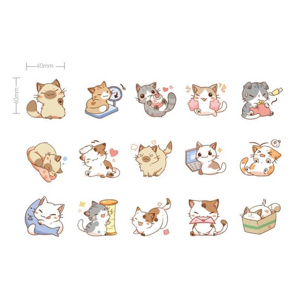 

gift wrap set of 45 cartoon cat sticker my scrapbooking decal pack cute adhesive decor collection for diy diary stickers