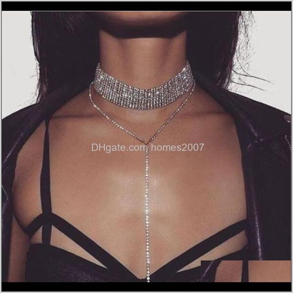 

necklaces & pendants jewelryfull crystal rhinestone choker necklace women bridal wedding gold sier color chain punk gothic chokers jewelry c, Golden;silver