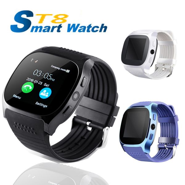 Pulseiras T8 Smart Watch fornecedor 2.0MP Câmera 1.5 polegada TFT LCD SAUDY SPORT SPORT Lembrete SIM TF cartão