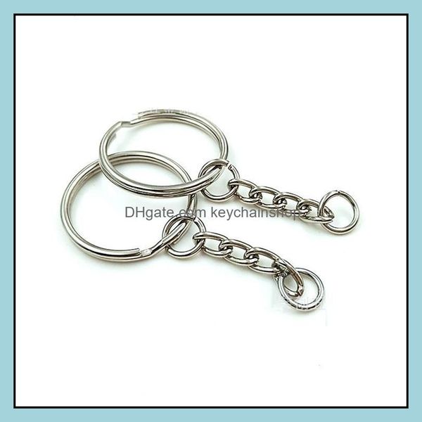 

keychains fashion aessories 5000pcs polished 25mm keyring keychain split ring with short chain key rings women men diy chains drop delivery, Silver