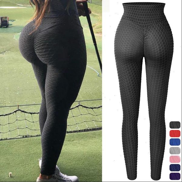 

high waist scrunch with womens legging pocket fitness butt lifting grid seamless stretch leggins booty push up panties, Black