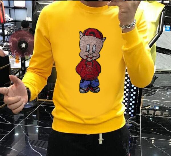 

mens hoodies sweatshirt drill hoodie casual diamonds streetwear tracksuit plus size 4xl asian size, Black